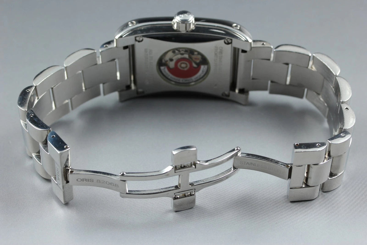 Oris Rectangular 585-7525-40-02 30mm Men Automatic Watch Silver Date [Near MINT]