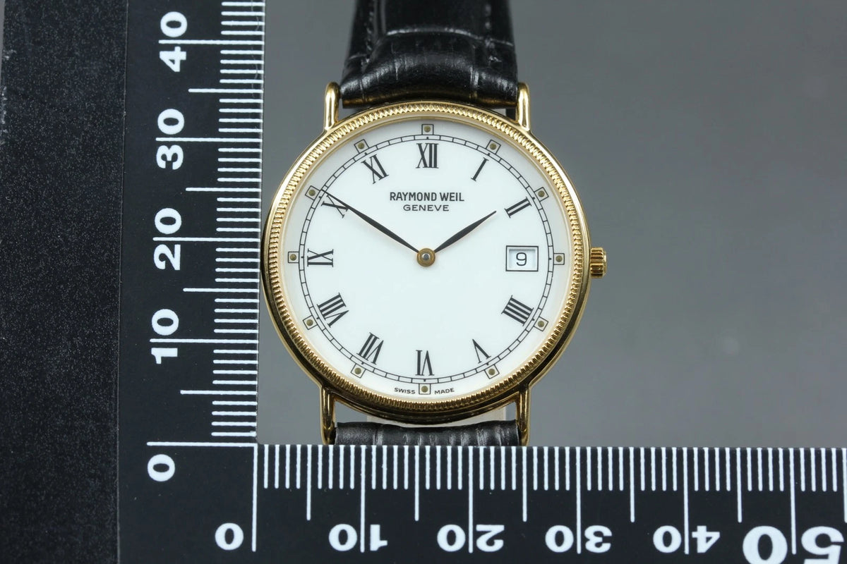Raymond Weil Geneve Mens Quartz Watch 5514-2 32mm White Dial Date [Near MINT]