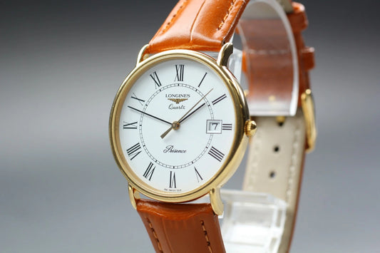 Longines Presence Mens Quartz Watch L156.4 33mm White Dial Date [Exc+5]